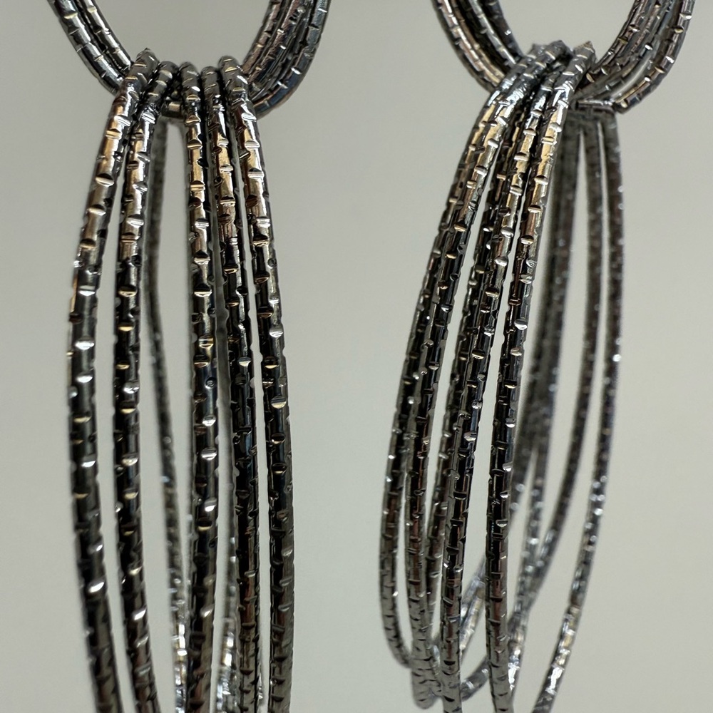 Silver Hoop Earrings - Picture 6 of 8